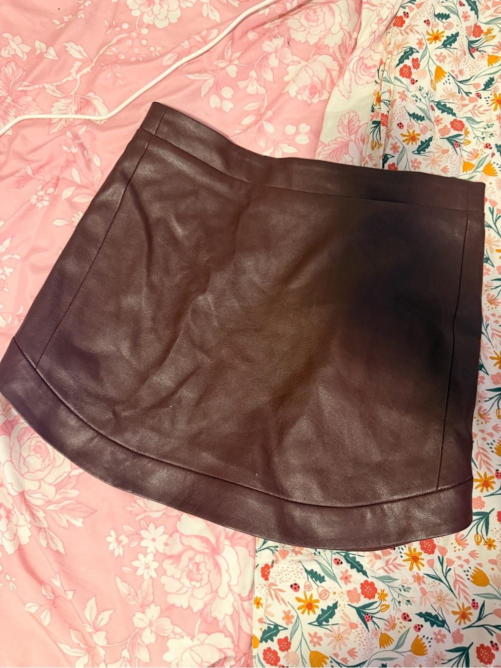 BCBGMaxAzria Faux Leather Mini Skirt - Deep Burgundy